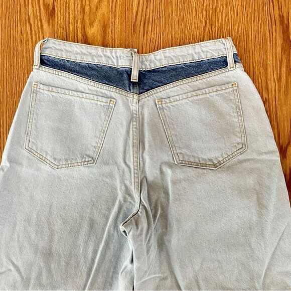 FOREVER 21 Premium Low Rise Wide Leg Distressed 100% Cotton Denim Jeans Sz 27 - Picture 6 of 10